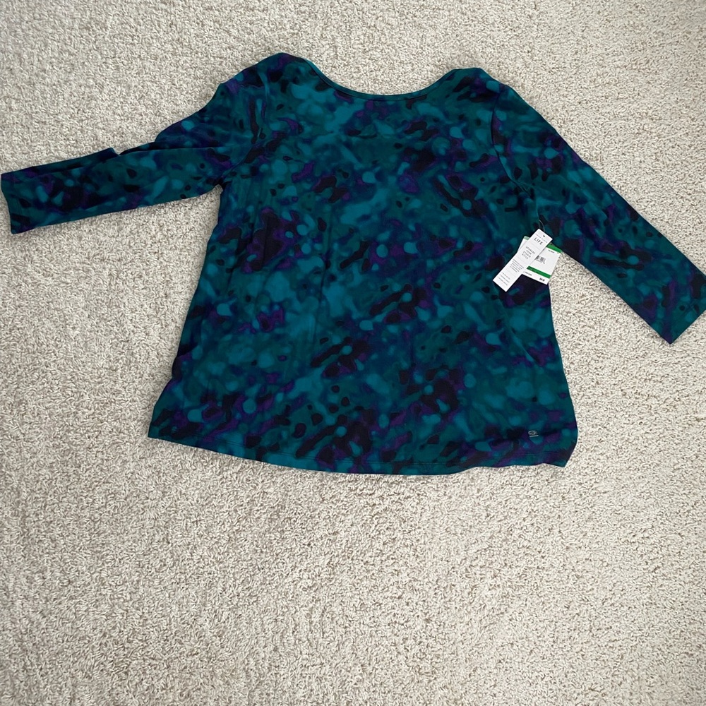 Anne Klein Teal and Navy Blouse, size L